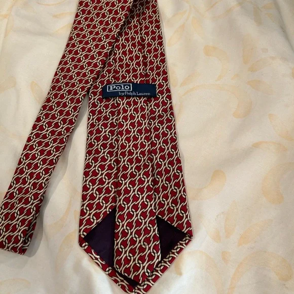 Vintage Polo Ralph Lauren Handmade Jacquard Woven Silk Neck Tie Equestrian Line